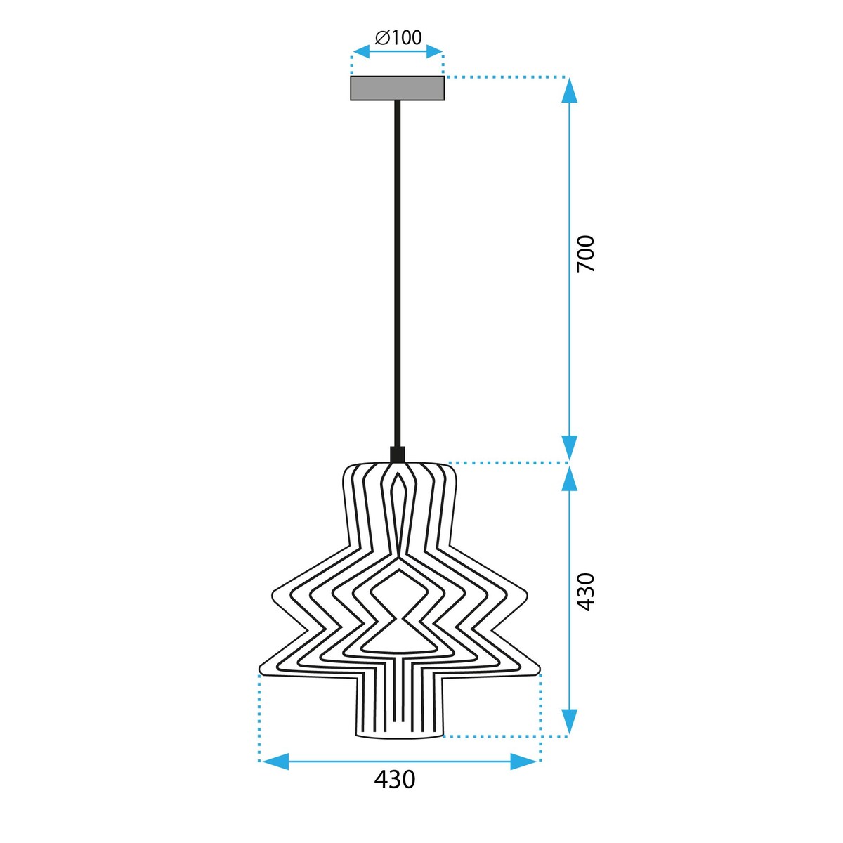 Lampa Sufitowa Wisząca App1458-1Cp Czarny, Metal
