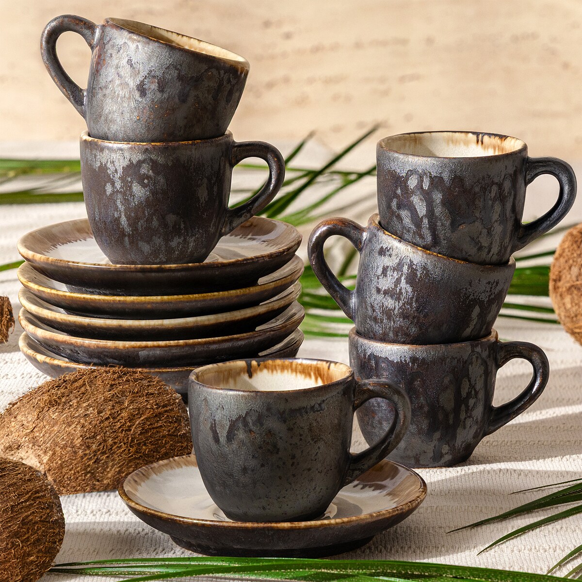 Konsimo PRIMA Filiżanka do espresso ze spodkiem 6 szt., jasnobeżowy