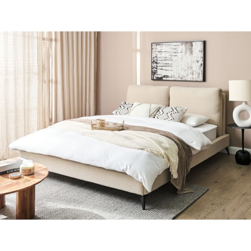 Łóżko boucle 160 x 200 cm beżowe MELLE