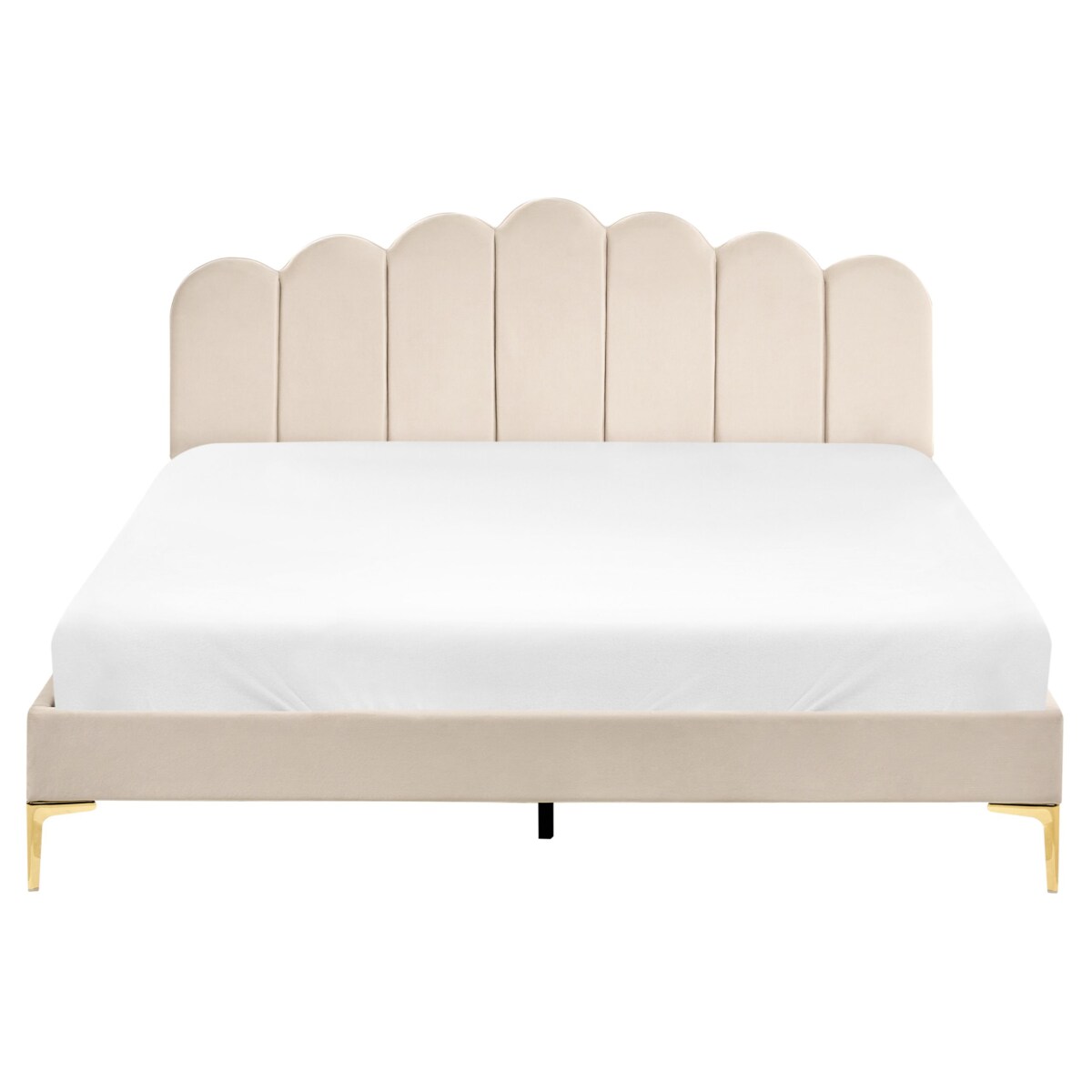 Łóżko Welur SAUVIAN 160 x 200 cm Beżowy