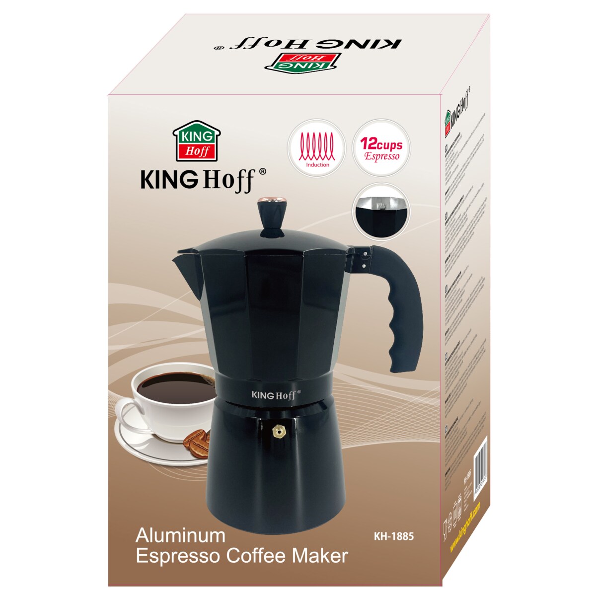 Kawiarka espresso Kafeterka ciśnieniowa indukcja KINGHOFF 600ml 12 filiżanek