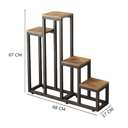 Kwietnik stojak rośliny kwiaty doniczki rustykalny regał 4 poziomowy loft