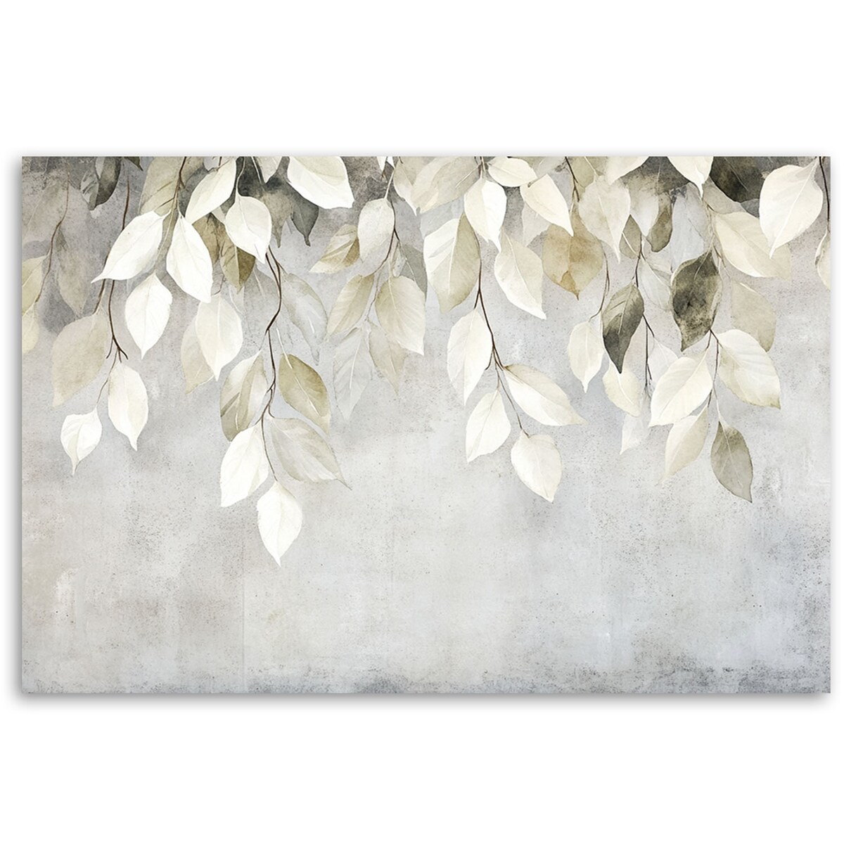 Nowoczesny Obraz do salonu sypialni kuchni na ścianę Beżowe wiszące liście gałązki beton boho 120x80