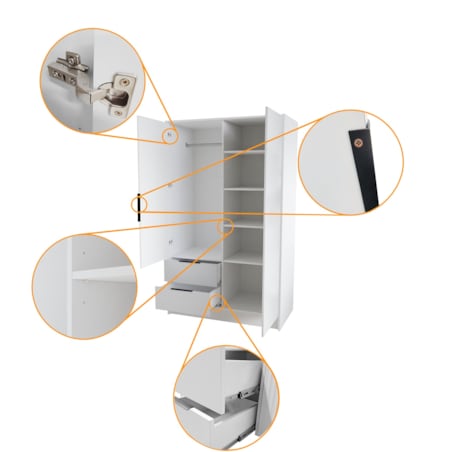 Szafa NIKOLA 103 klasyczna z regulowanymi półkami do przedpokoju-biała