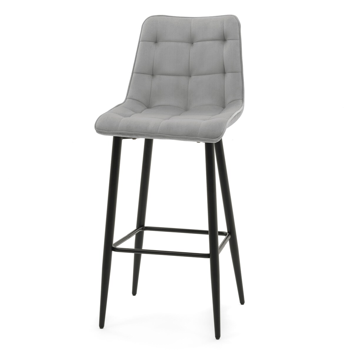 Hoker tapicerowany barowy welurowy CHIC jasnoszary do salonu jadalni