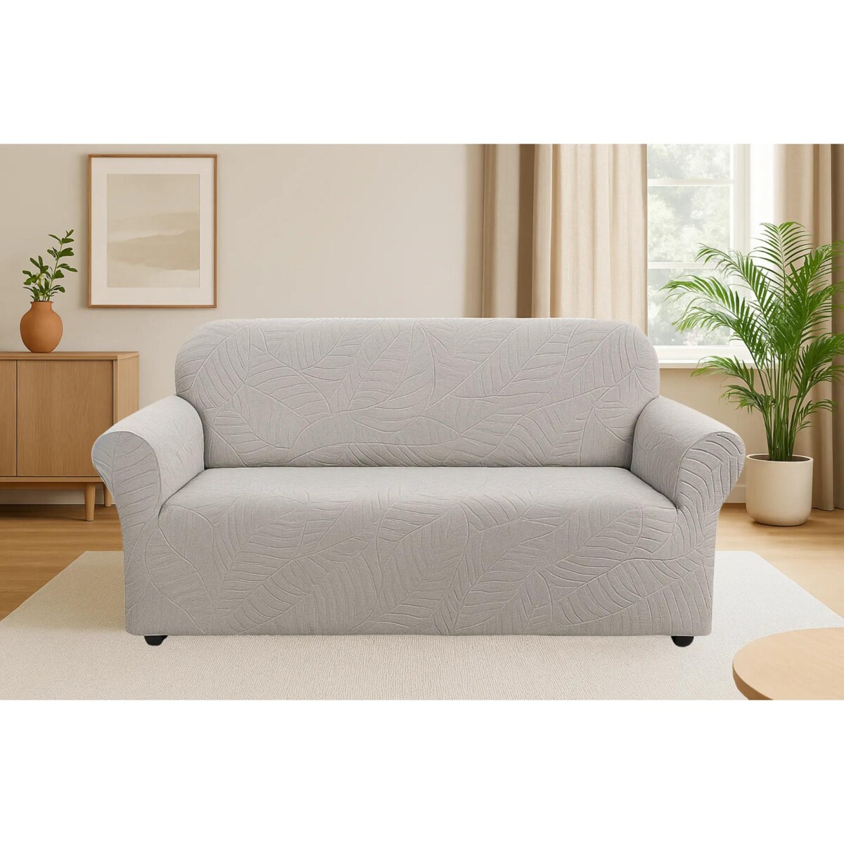 POKROWIEC NA KANAPĘ CHŁODNY BEŻ ŻAKARD WZORY 3 OSOBOWY [43-Z3-CBZ]