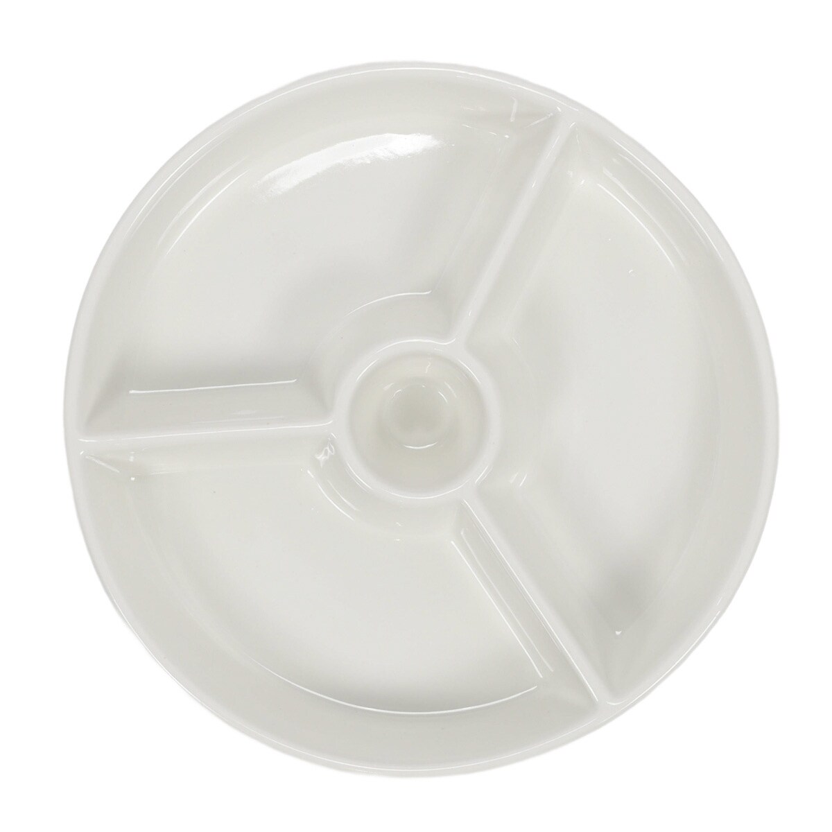 Okrągły półmisek do przekąsek z przegródkami i miescem na dip, Ø 19,5 cm