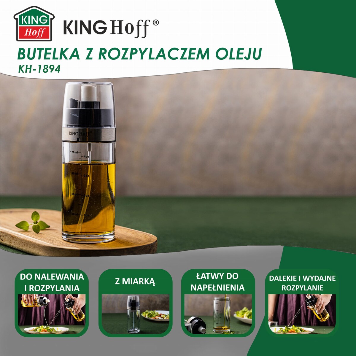 Atomizer spryskiwacz do oleju oliwy octu 2w1 150ml KINGHOFF