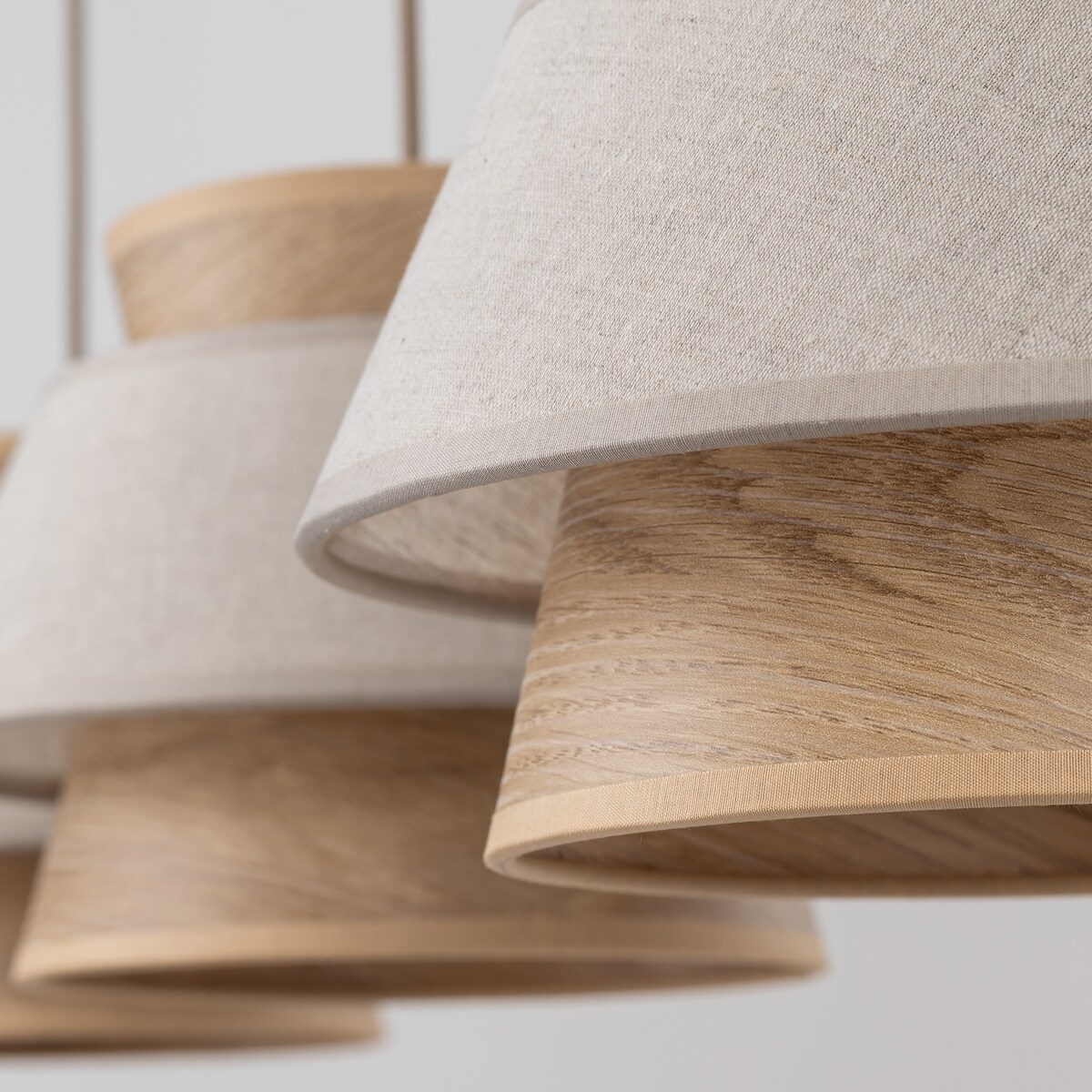Lampa Wisząca Belka Tk Lighting Kalum Len Fornir 3Xe27 Skandynawski, Boho, Japandi