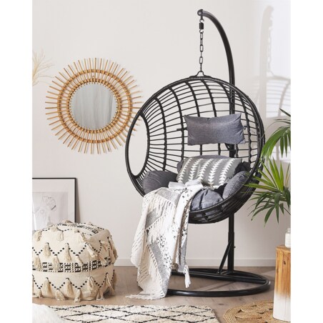 Fotel wiszący ze stojakiem ASPIO Technorattan Czarny