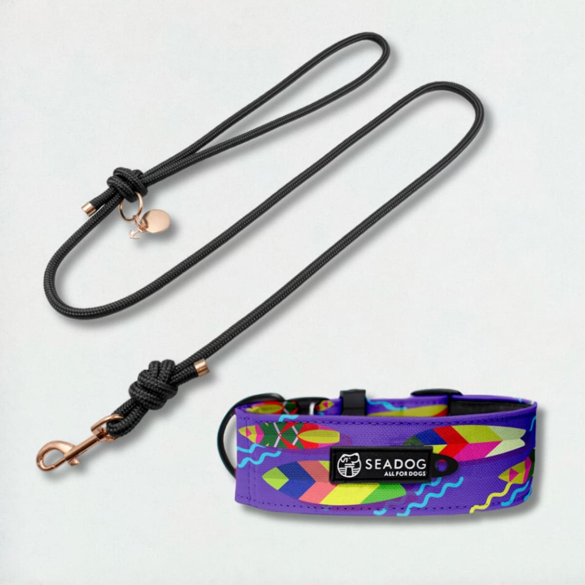 Zestaw: smycz sznurowa i szeroka obroża, rozmiar M