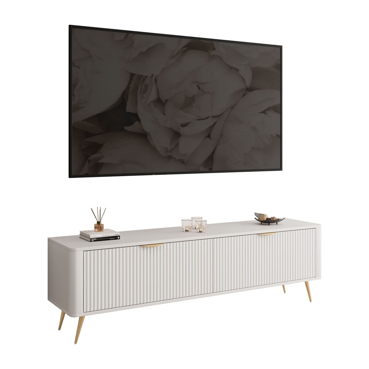 Szafka RTV SCARLETT 2D 163 cm na nóżkach beżowa