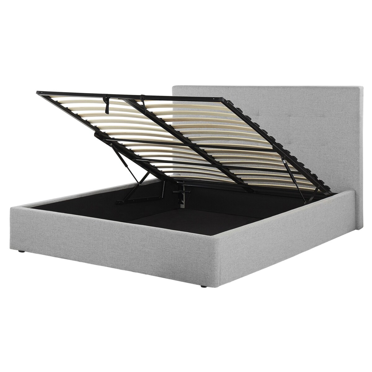 Łóżko z pojemnikiem tapicerowane 160 x 200 cm szare LORIENT