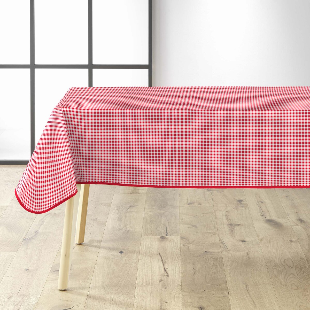 Obrus prostokątny w czerwoną kratkę MINI VICHY ROUGE, 140 x 240 cm