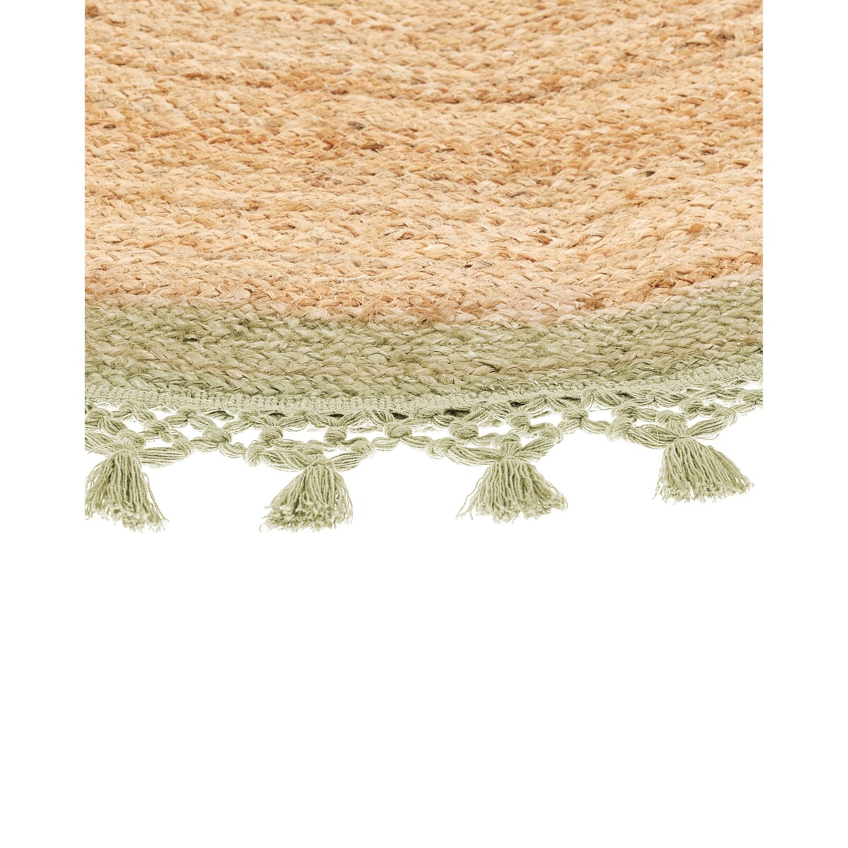 Dywan okrągły z juty ⌀ 140 cm beżowy z zielonym MARTS