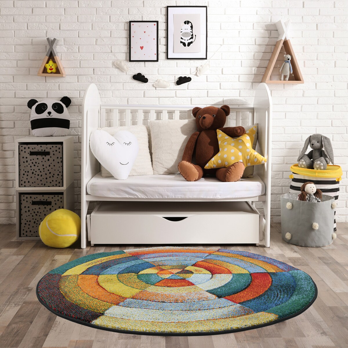 Dywan okrągły Zefir 120 cm e-floor OEKO-TEX geometryczny wielokolorowy