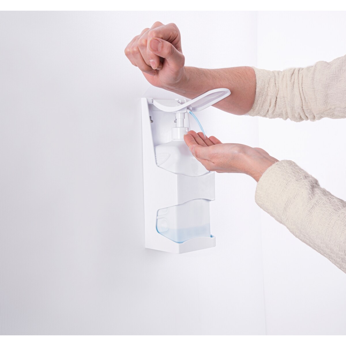 Dozownik na płyn do dezynfekcji, tworzywo sztuczne, 22 x 22 x 29 cm
