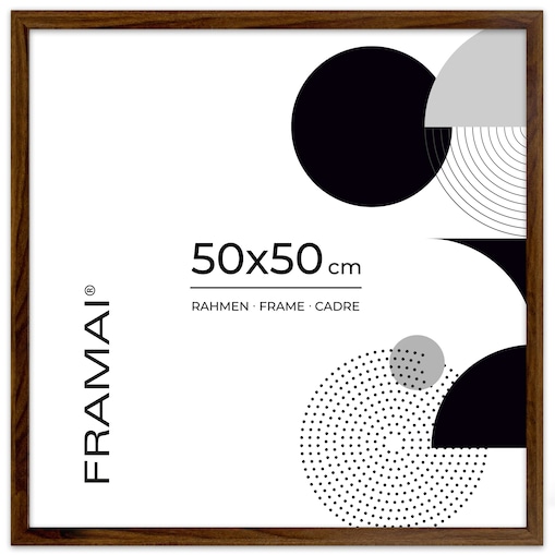 Ramka na zdjęcia 50x50 cm brązowa rama MDF z plexi do powieszenia klasyczna kwadratowa ramka FRAMAI