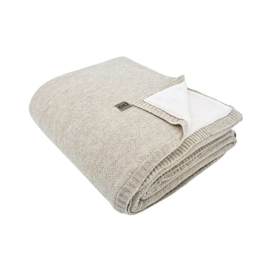 Koc dzianinowy z podszyciem futerkowym 150x200 cm – MILANO DUO LATTE