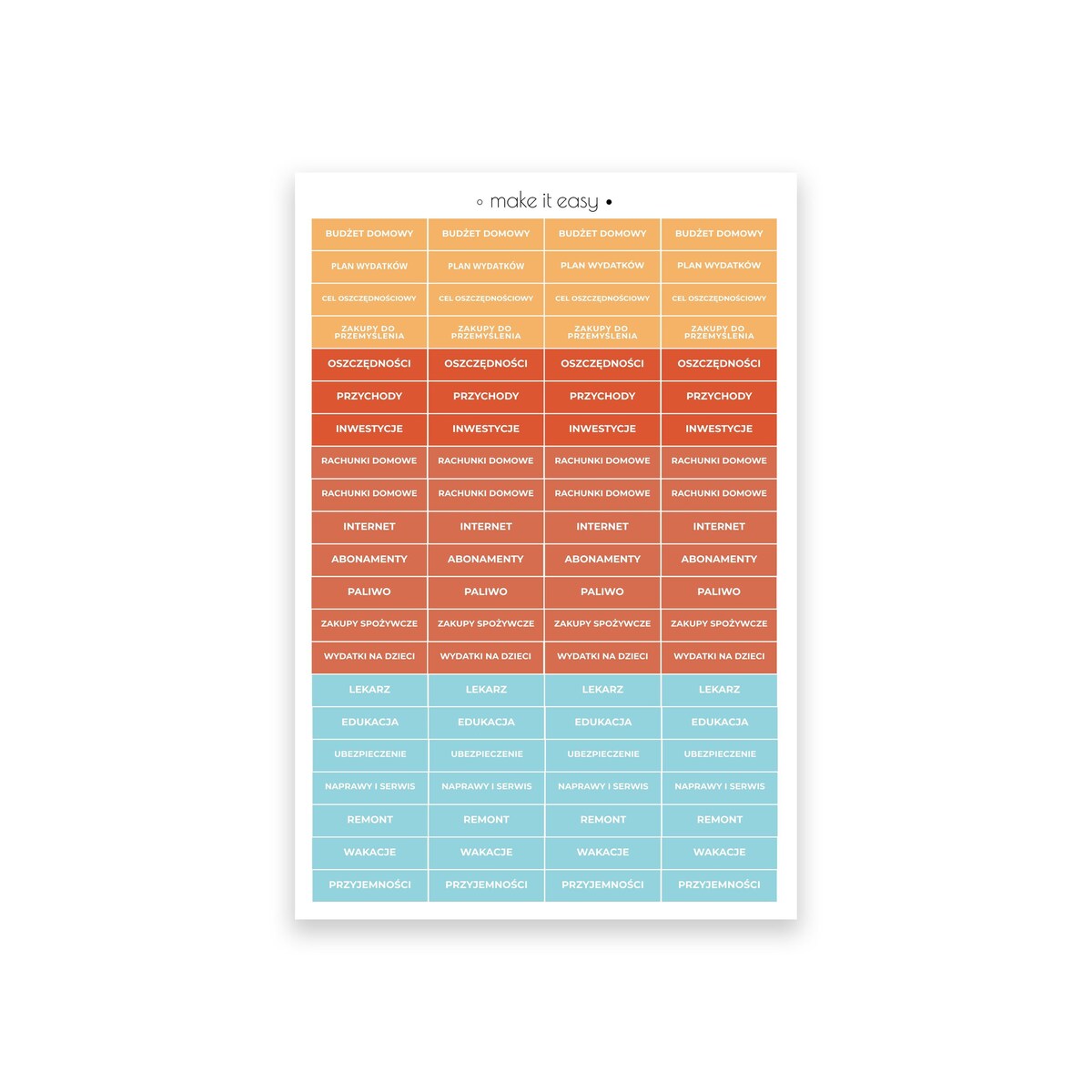 Naklejki do kalendarza – budżet domowy