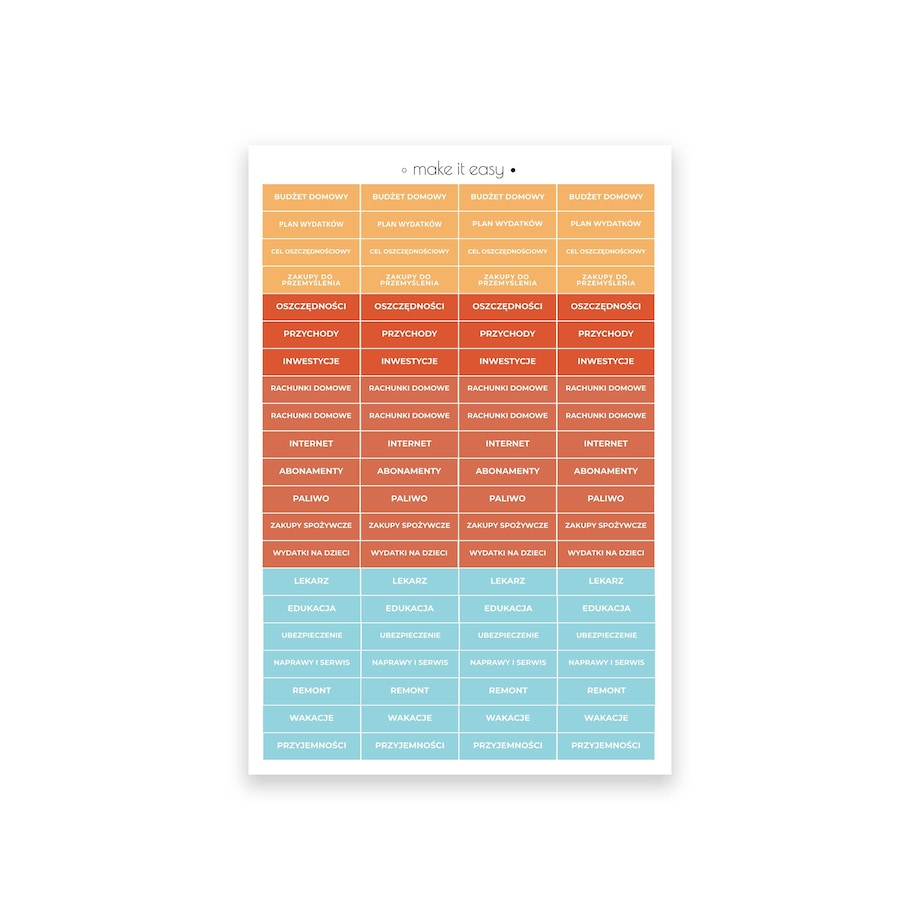 Naklejki do kalendarza – budżet domowy