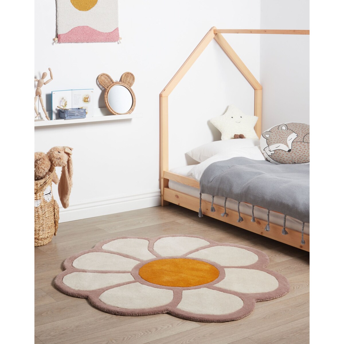 Dywan dziecięcy wełniany kwiat 120 cm wielokolorowy THUMBELINA