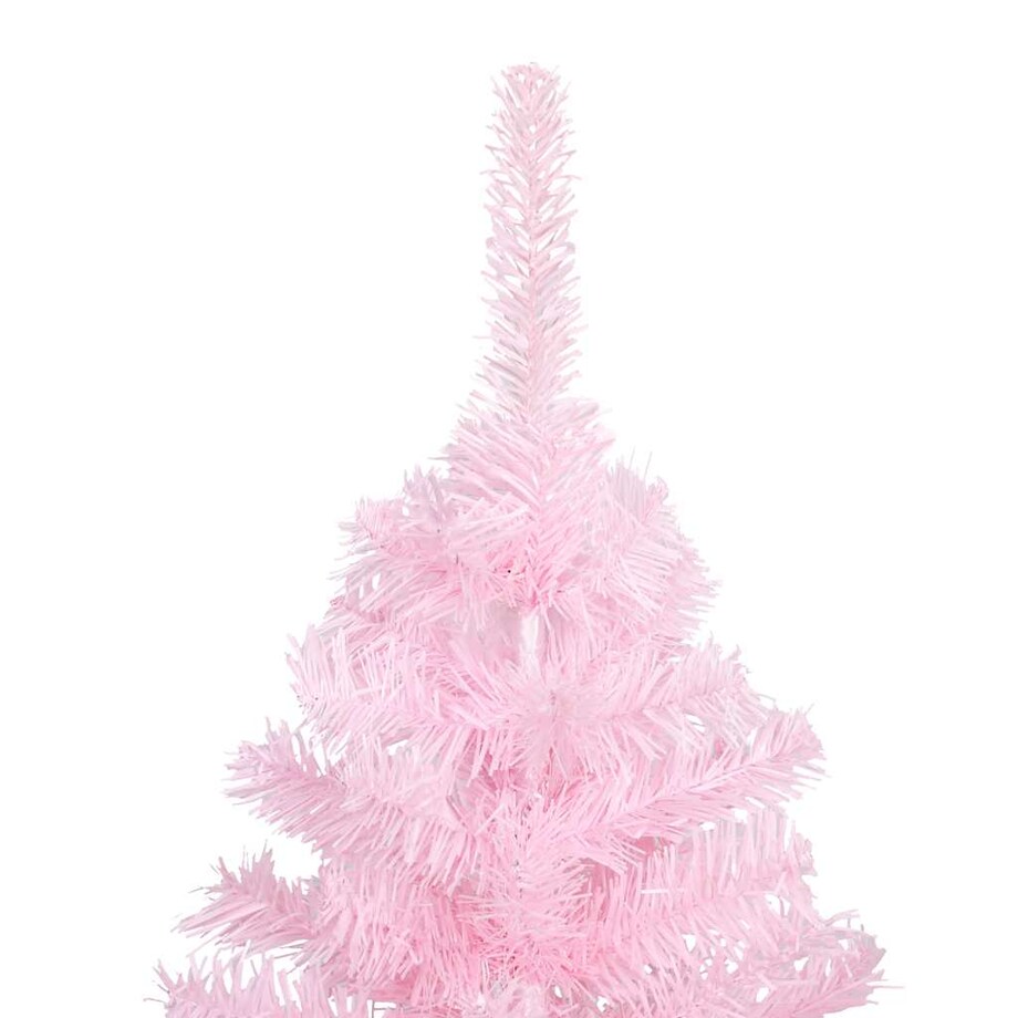 vidaXL Sztuczna choinka z lampkami i bombkami, różowa, 210 cm, PVC