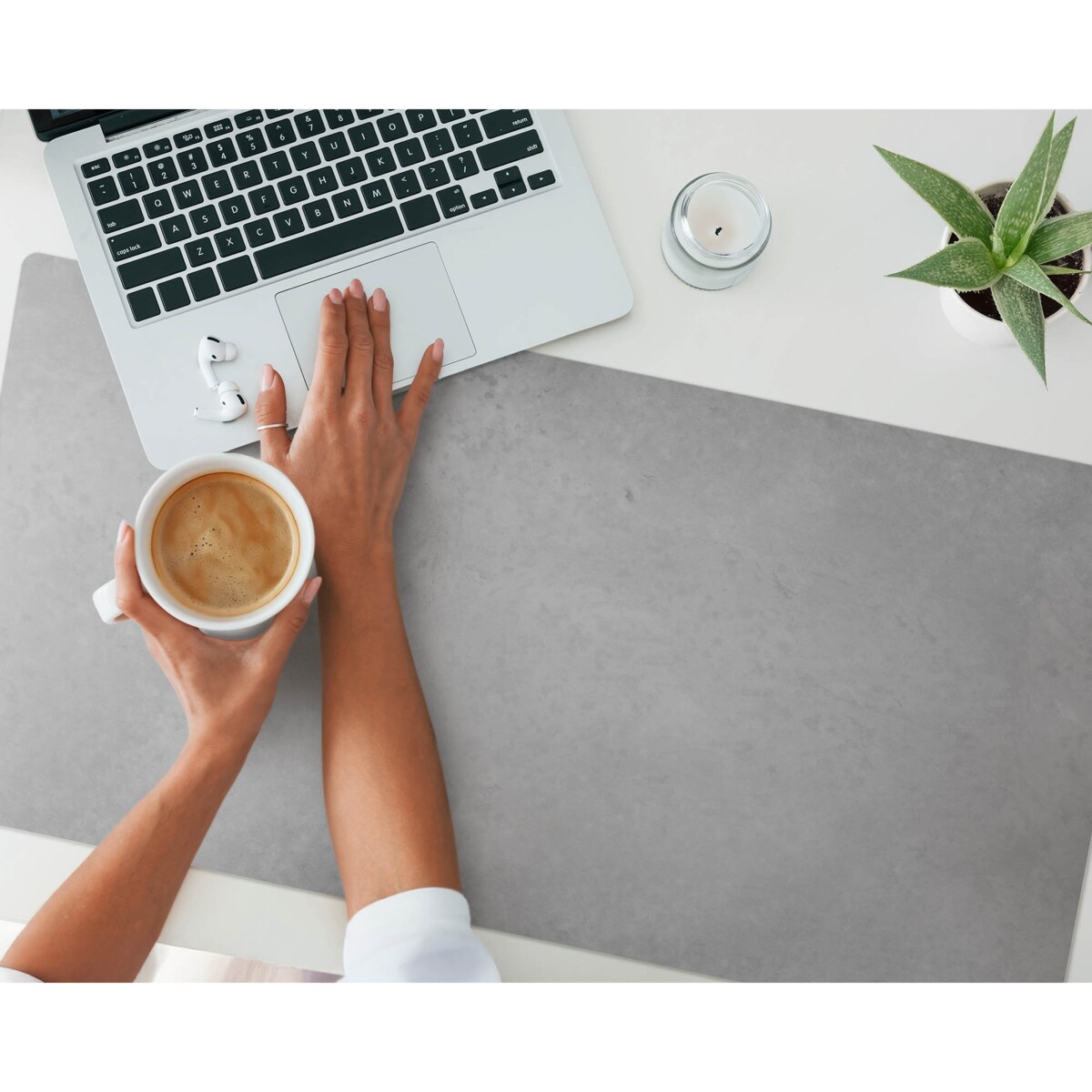 Szara mata na biurko Betonowa tekstura, 100x50 cm