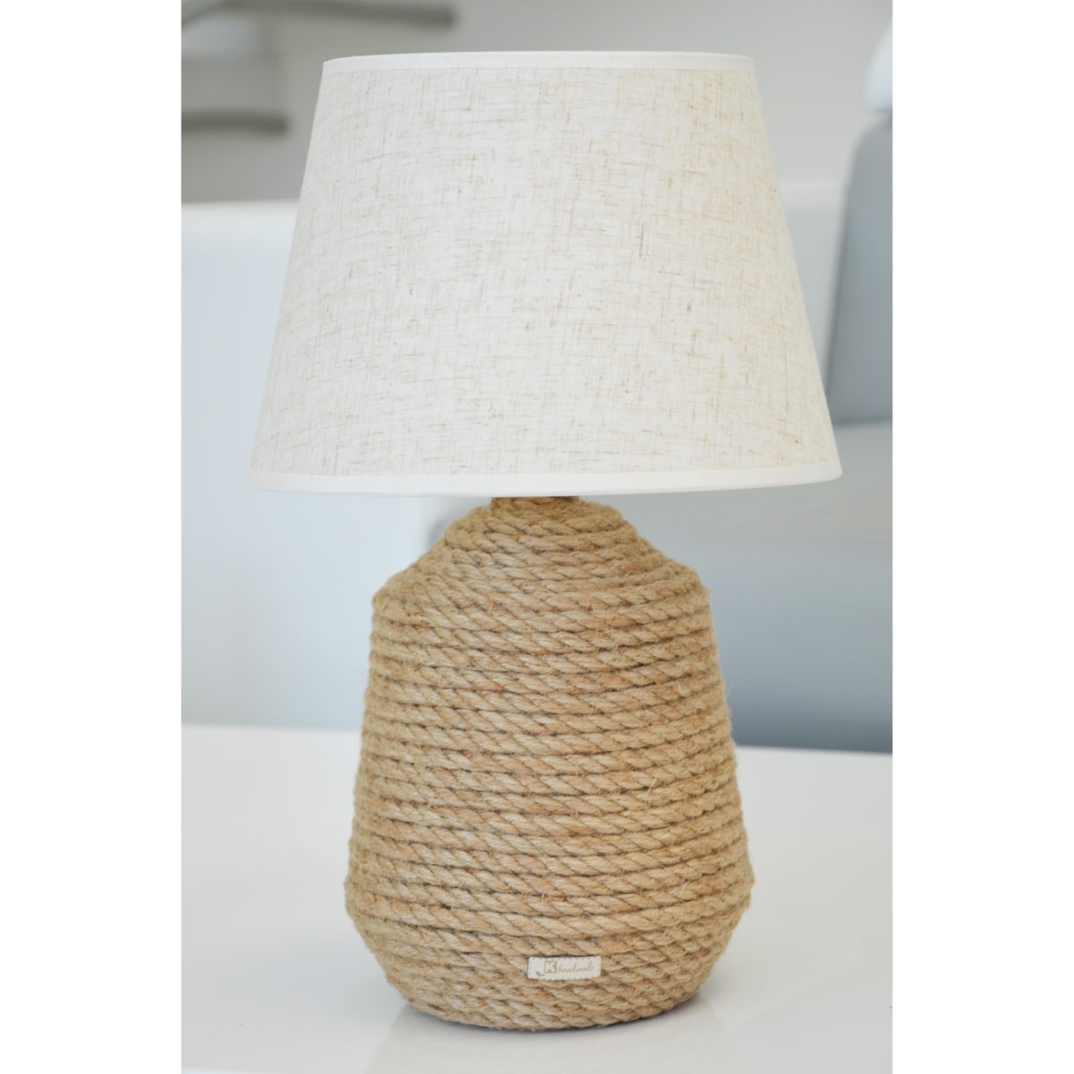 BOHO B39 Lampka stołowa h 39 cm Boho naturalny sznurek jutowy pleciony * styl etno skandi skandynawski* lampka nocna biurkowa * lniany abażur + juta