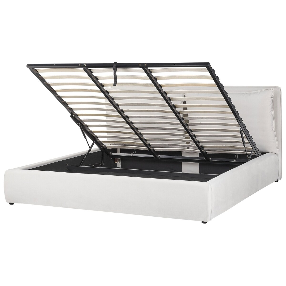 Łóżko z pojemnikiem welurowe 180 x 200 cm złamana biel BAJONNA