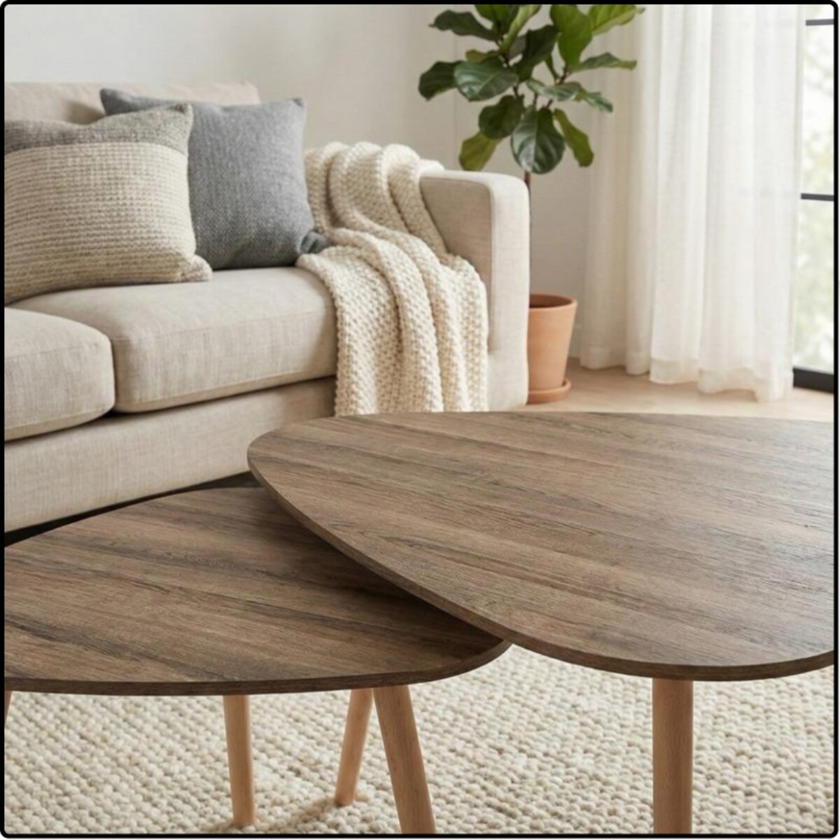 Stolik kawowy rustykalny okrągły zestaw stolików kawowych ława loft 2w1