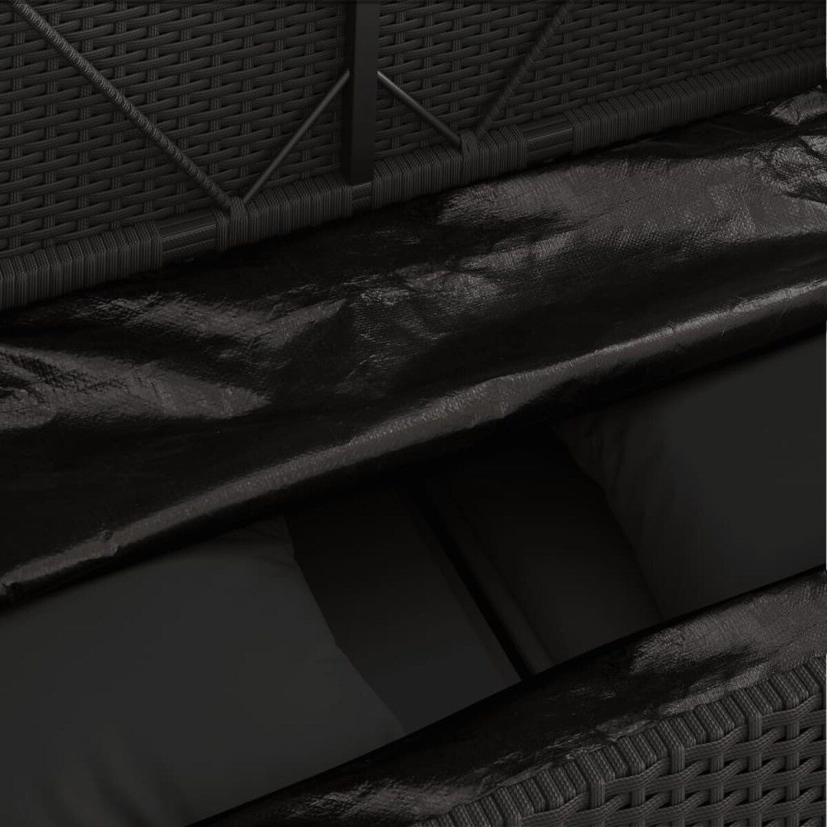 vidaXL Ławka ogrodowa z poduszkami, czarna, polirattan