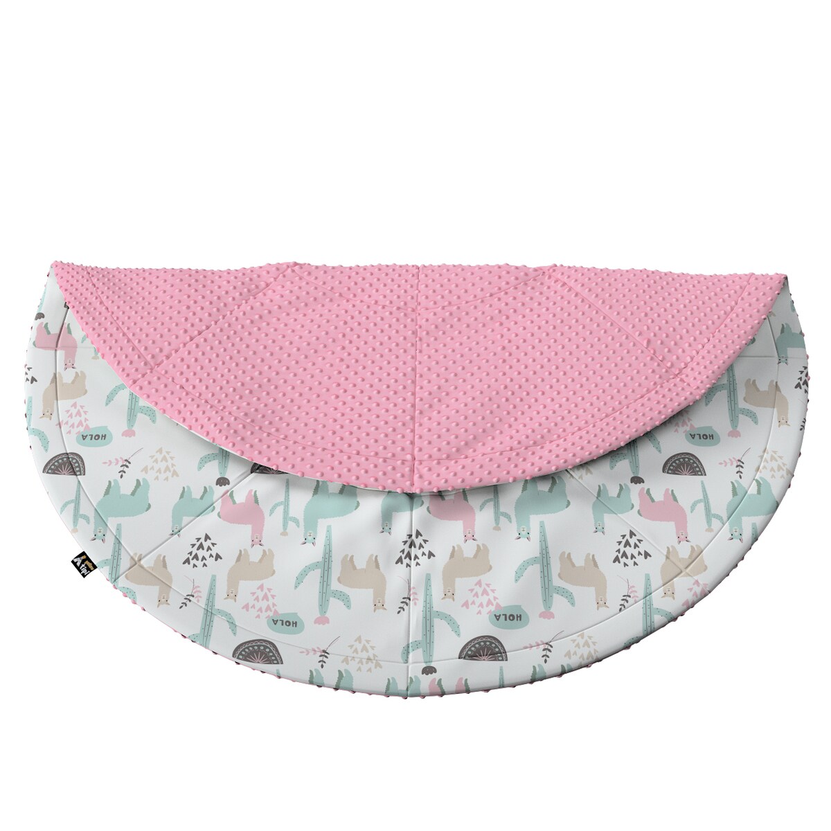 Mata okrągła, pastelowe lamy na jasnoszarym tle, 130cm, Magic Collection