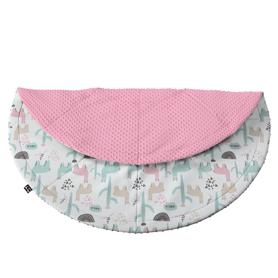 Mata okrągła, pastelowe lamy na jasnoszarym tle, 130cm, Magic Collection