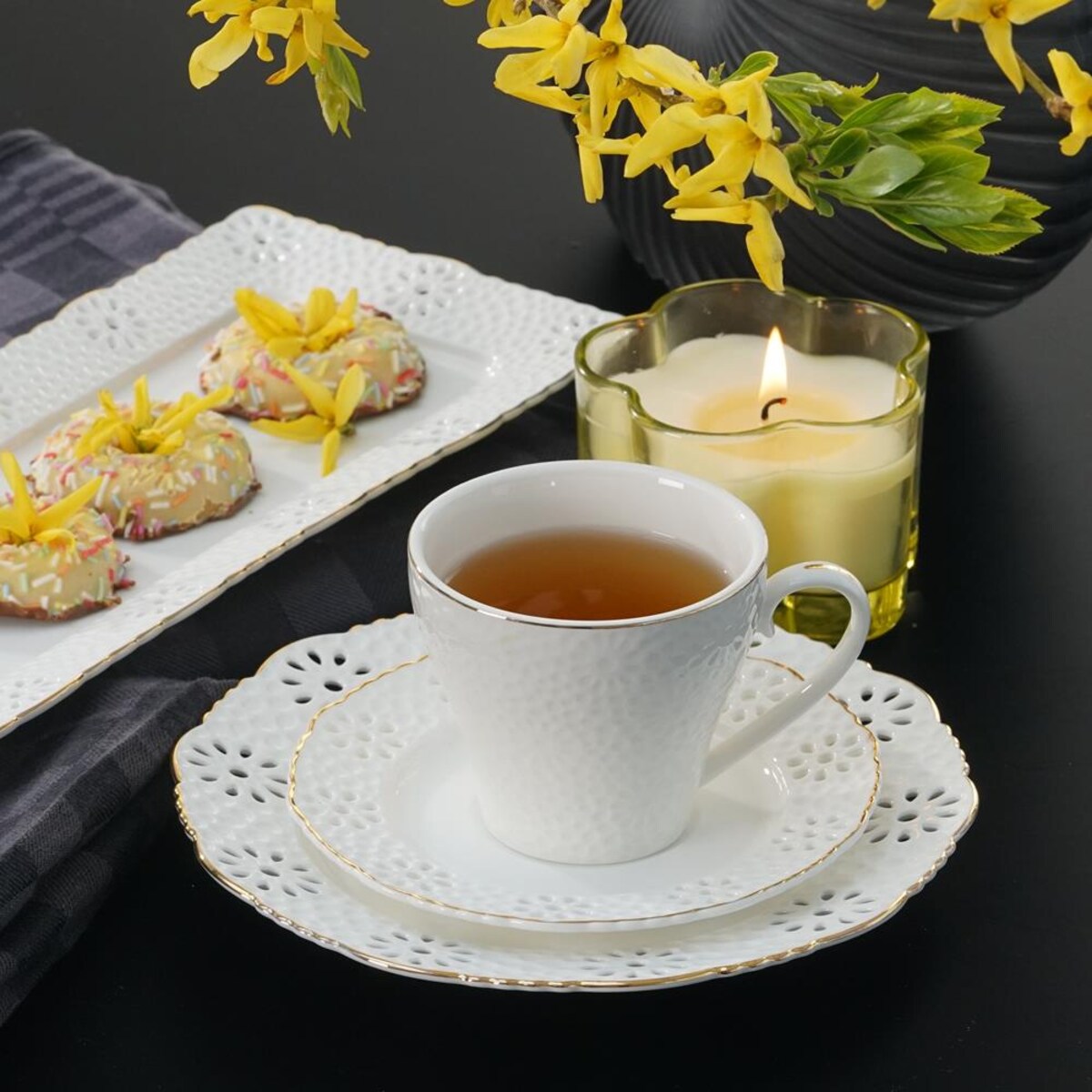 VILLA ITALIA Filiżanka porcelanowa 170 ml ze spodkiem LORETTA