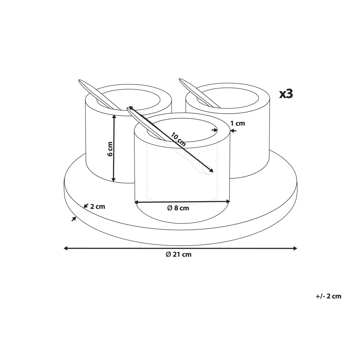 Zestaw 3 miseczek z marmuru z łyżeczkami i tacą wielokolorowy HERAKLION