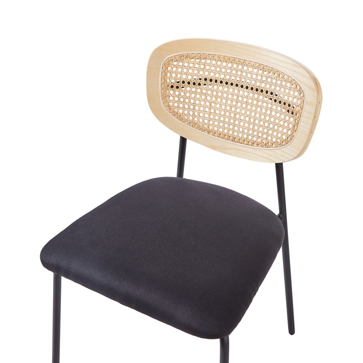 Krzesło do jadalni Zestaw 2 Tkanina Czarny MAYETTA