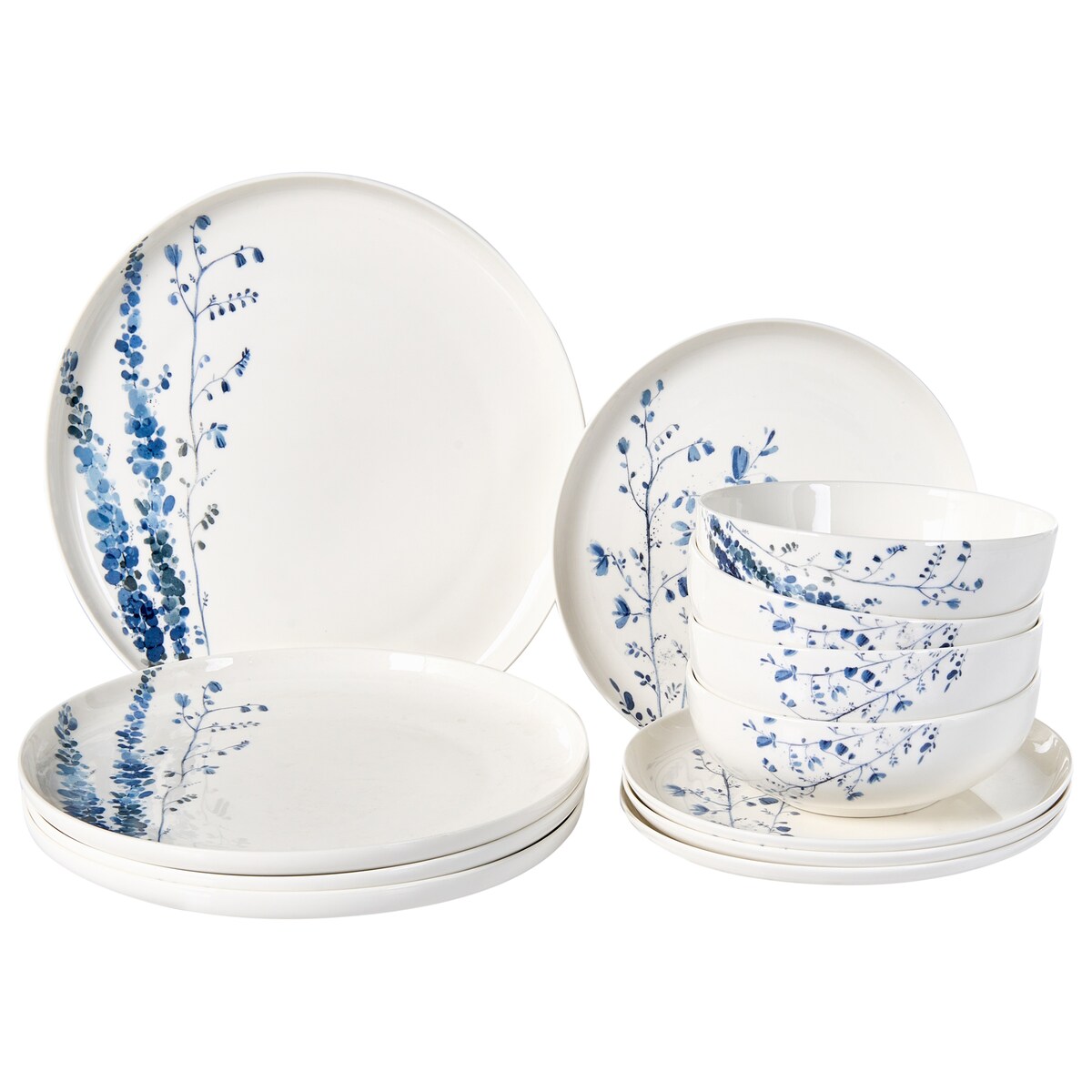 Zastawa stołowa 12-częściowa MAHLEB Porcelana Biały/niebieski