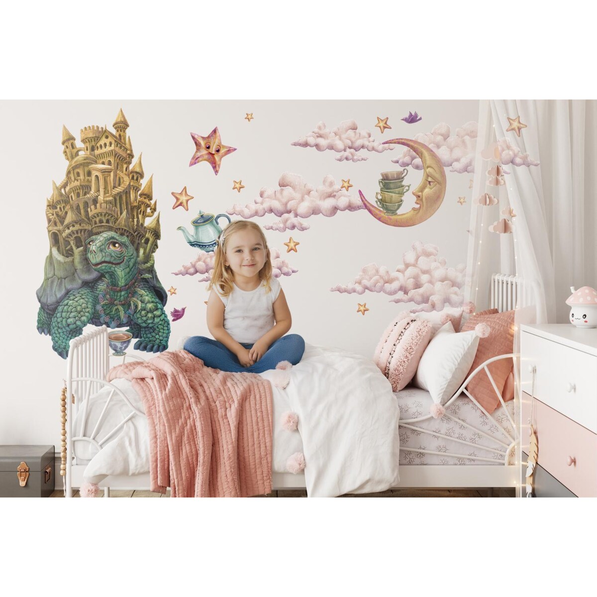 Zestaw naklejek na ścianę, Zwierzęta z bajki - żółw, 100cm