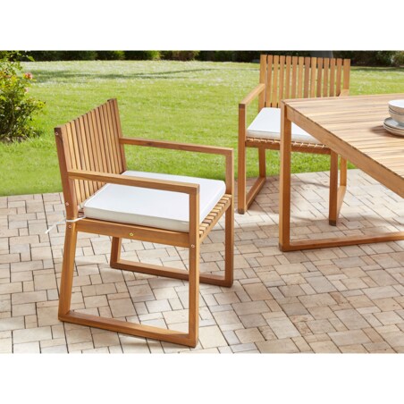 Zestaw ogrodowy dla 8 osób SASSARI II z poduszkami Certyfikowane drewno akacjowe Złamana biel