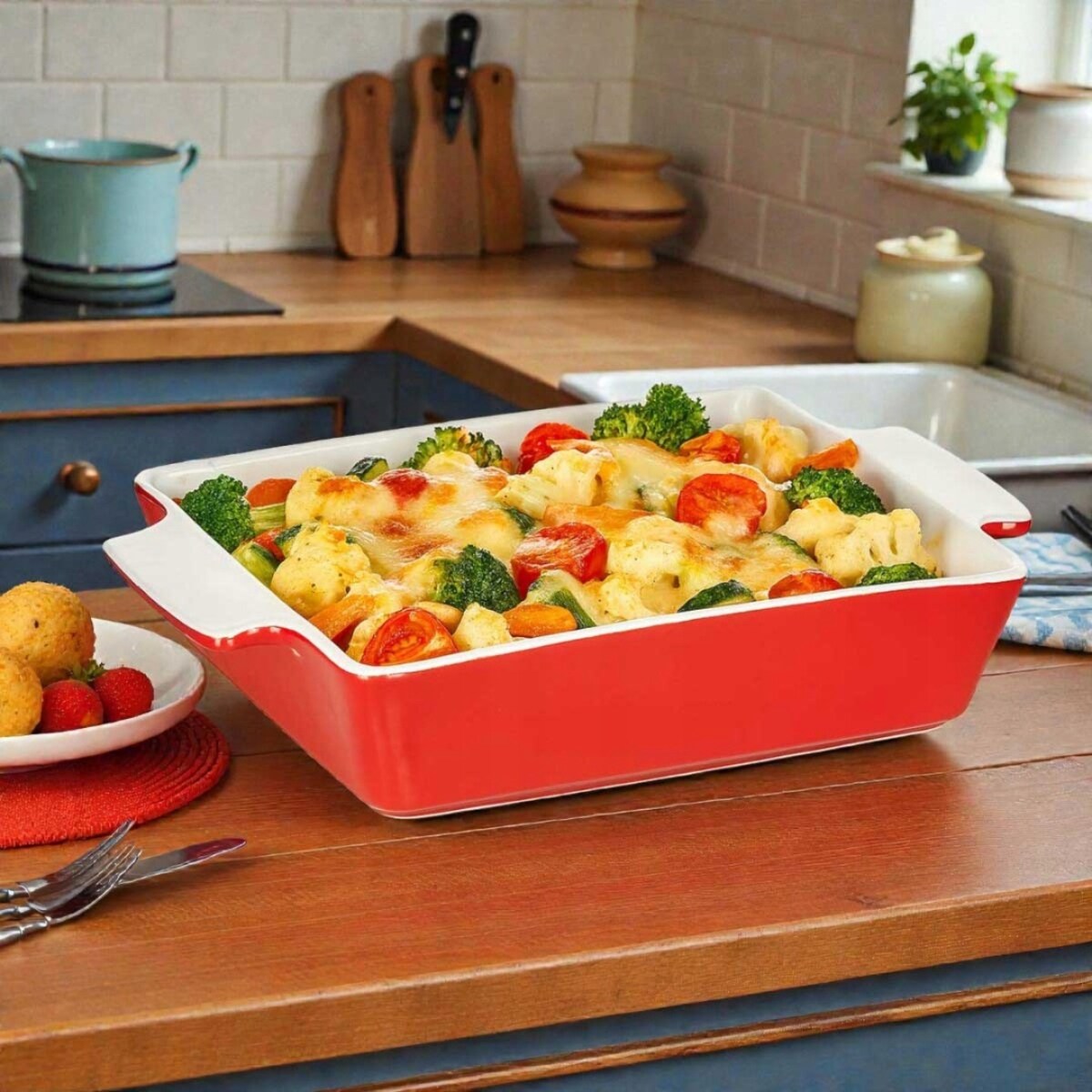 FORMA NACZYNIE CERAMICZNE DO ZAPIEKANIA 33,5x22,5 cm BANQUET CZERWONE