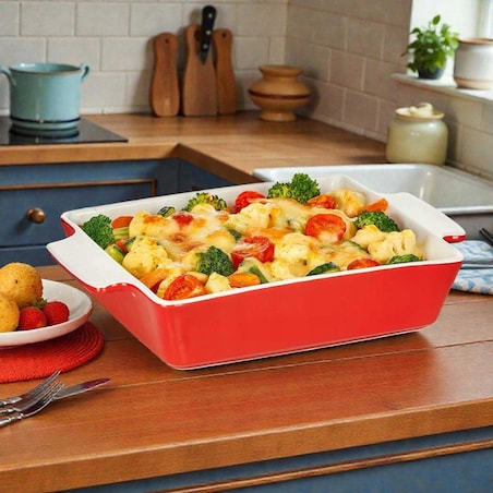 FORMA NACZYNIE CERAMICZNE DO ZAPIEKANIA 33,5x22,5 cm BANQUET CZERWONE