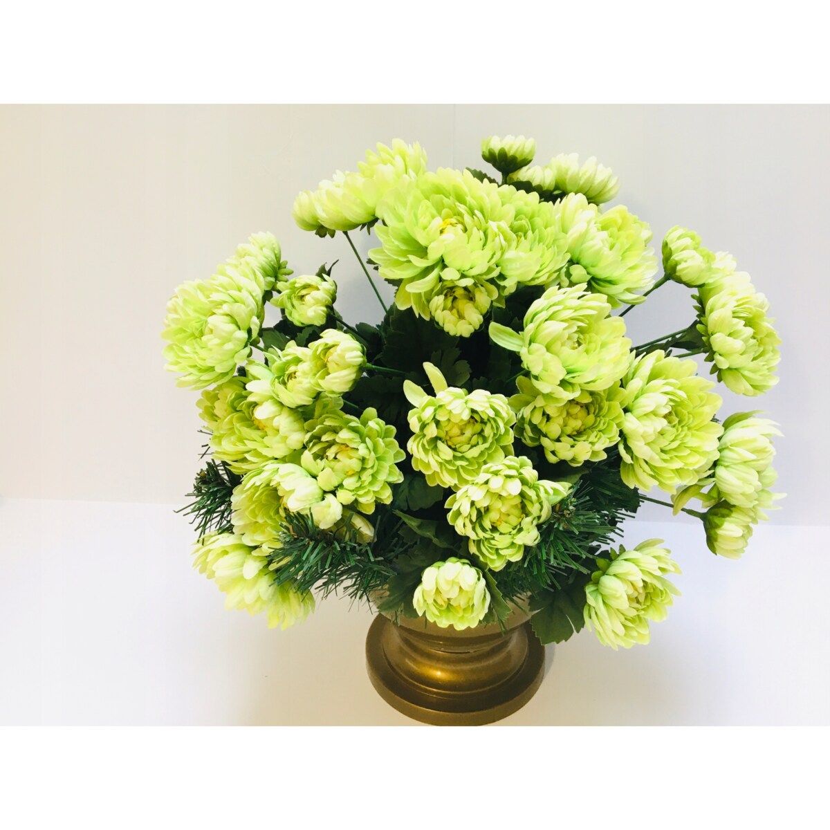 GOTOWY SZTUCZNY CHRYZANTEMA w doniczce zalewanej ciężka na cmentarz święta