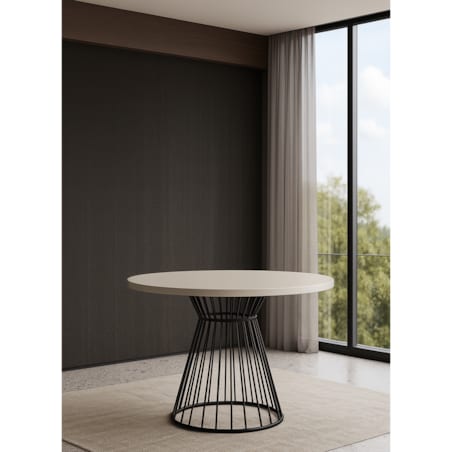 Okrągły stół Reo do salonu z metalową podstawą, blat 100 cm- kaszmirowy