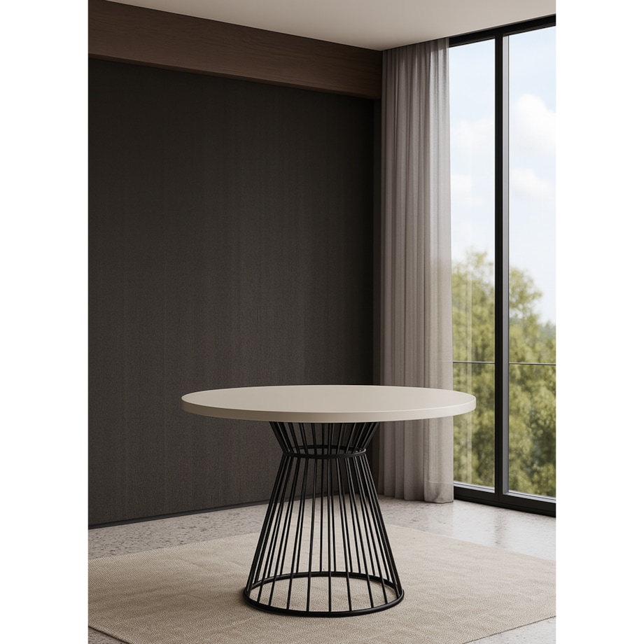 Okrągły stół Reo do salonu z metalową podstawą, blat 100 cm- kaszmirowy