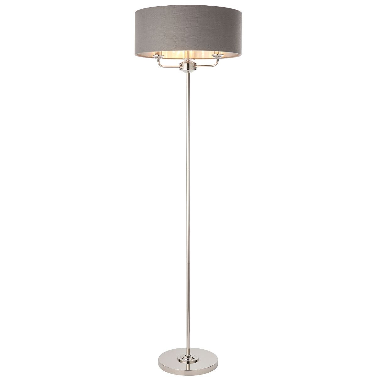 Stojąca lampa z abażurem Highclere 94378 Endon klasyczna szara nikiel