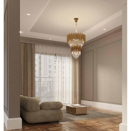 LAMPA wisząca VOGUE P0283 Maxlight glamour OPRAWA kryształowa zwis sople crystal złote przezroczyste