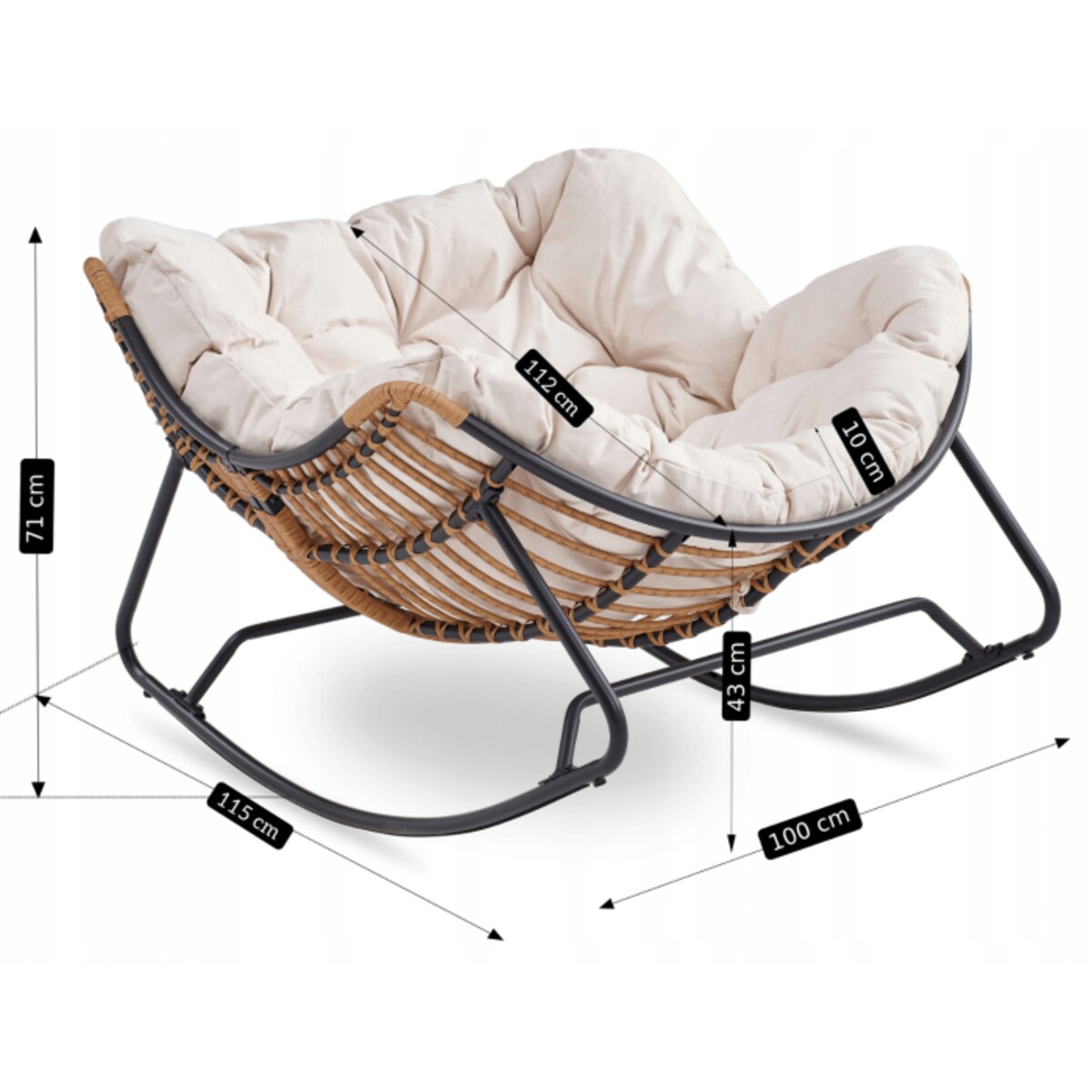 Fotel Leżak Ogrodowy Bujany Bujak Leżanka Do Salonu Na Taras ELTON Beż