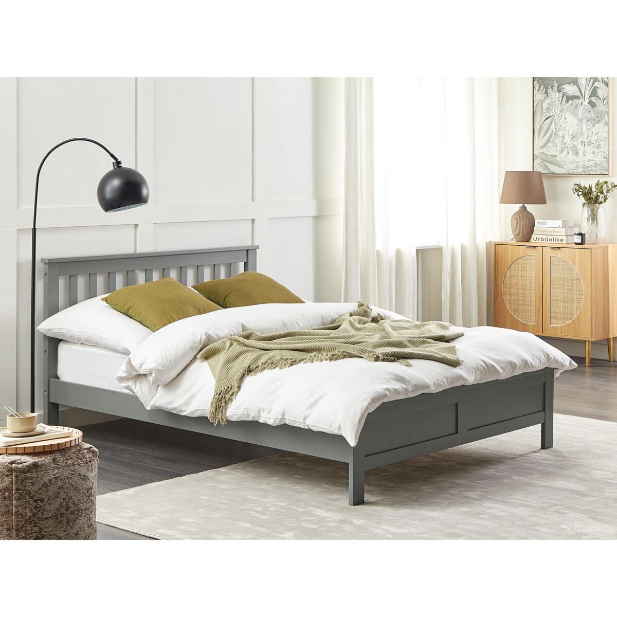 Łóżko drewniane 140 x 200 cm szary MAYENNE