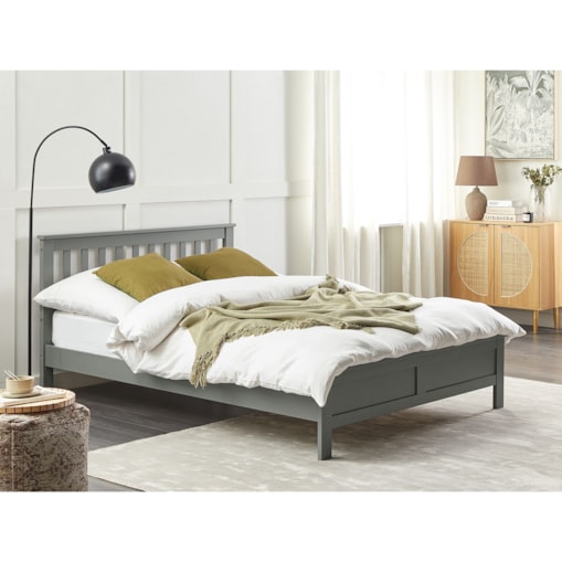 Łóżko drewniane 140 x 200 cm szary MAYENNE